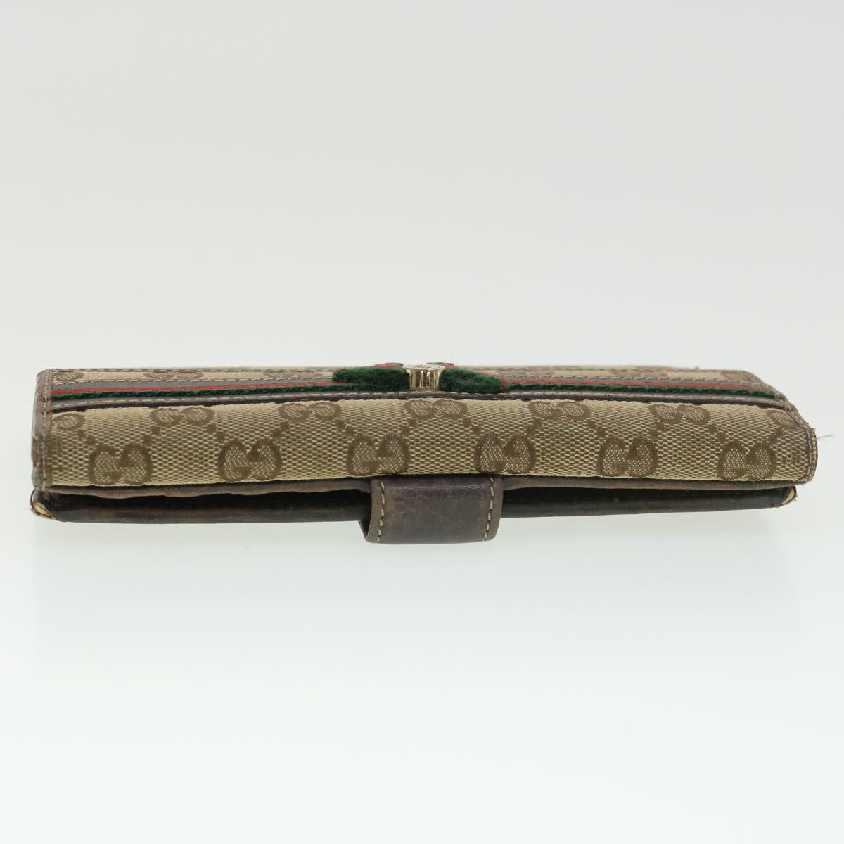 GUCCI GG Canvas Web Sherry Line Long Wallet 2Set Beige Brown Red yt976
