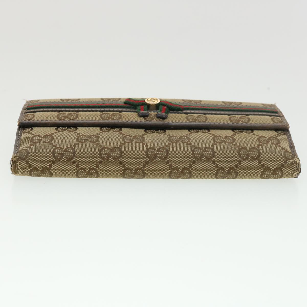 GUCCI GG Canvas Web Sherry Line Long Wallet 2Set Beige Brown Red yt976