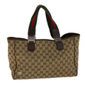 GUCCI GG Canvas Web Sherry Line Tote Bag Beige Red Green 145758 yt984