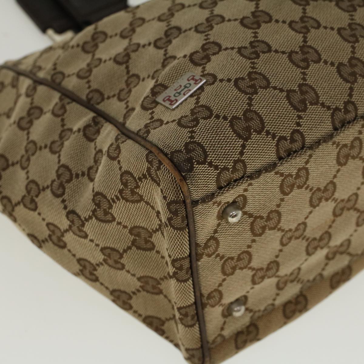 GUCCI GG Canvas Web Sherry Line Tote Bag Beige Red Green 145758 yt984