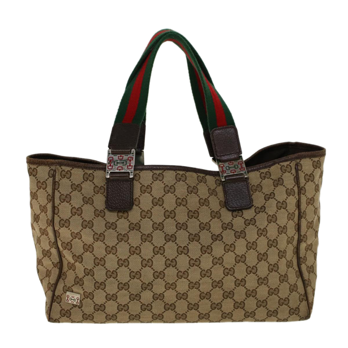 GUCCI GG Canvas Web Sherry Line Tote Bag Beige Red Green 145758 yt984
