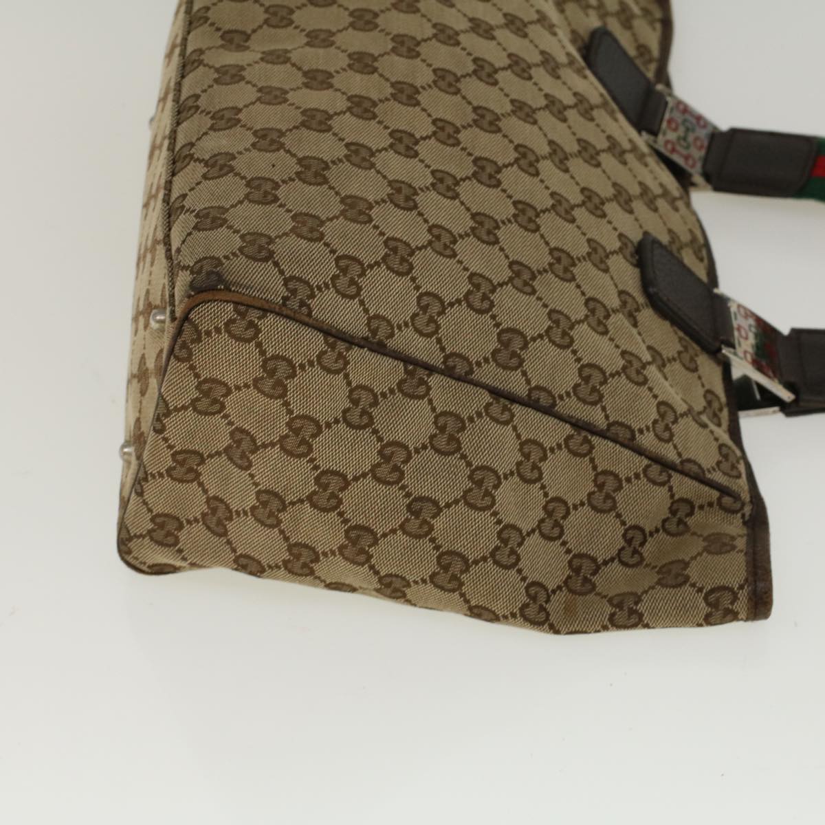 GUCCI GG Canvas Web Sherry Line Tote Bag Beige Red Green 145758 yt984
