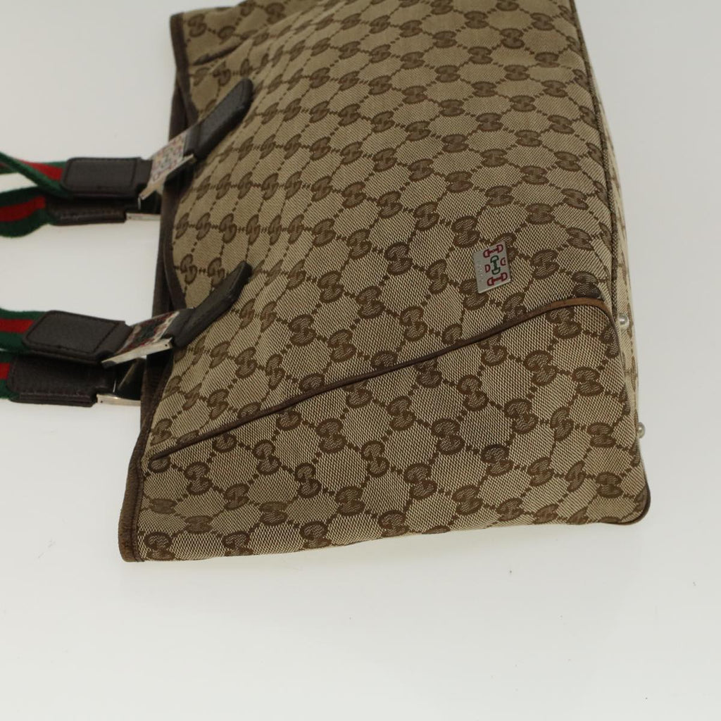 GUCCI GG Canvas Web Sherry Line Tote Bag Beige Red Green 145758 yt984