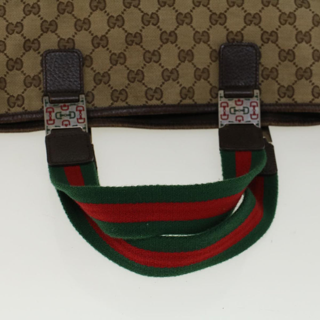 GUCCI GG Canvas Web Sherry Line Tote Bag Beige Red Green 145758 yt984