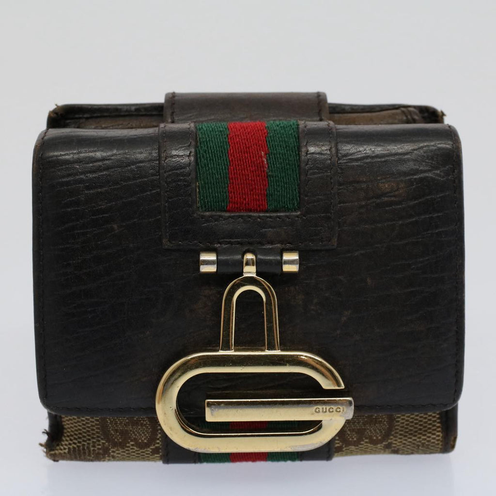 GUCCI GG Canvas Jackie Web Sherry Line Wallet 3Set Beige Red Green yt988
