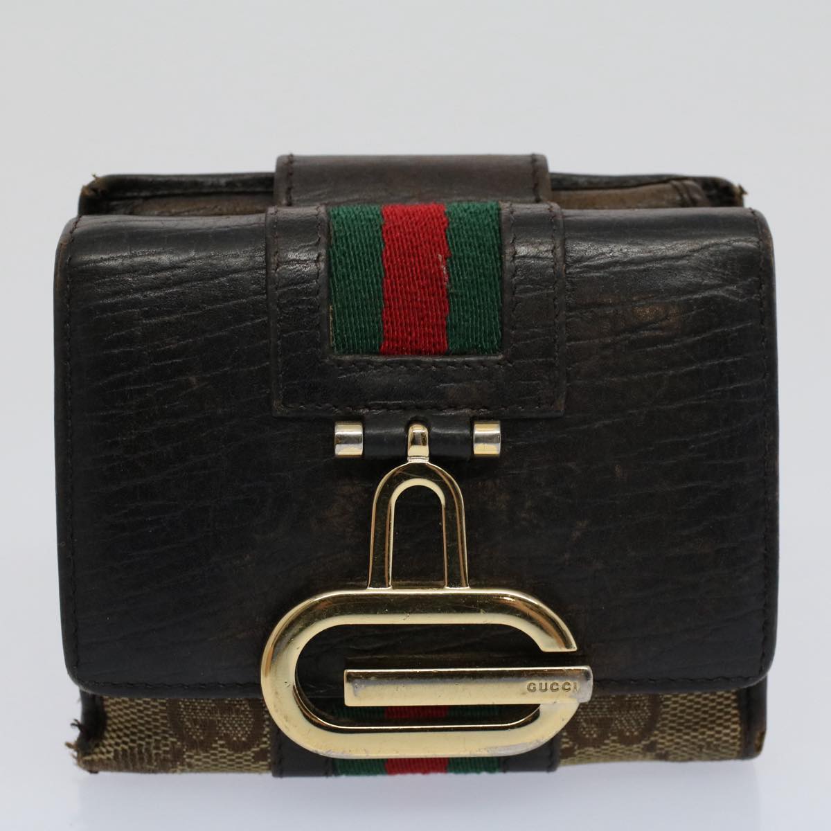 GUCCI GG Canvas Jackie Web Sherry Line Wallet 3Set Beige Red Green yt988