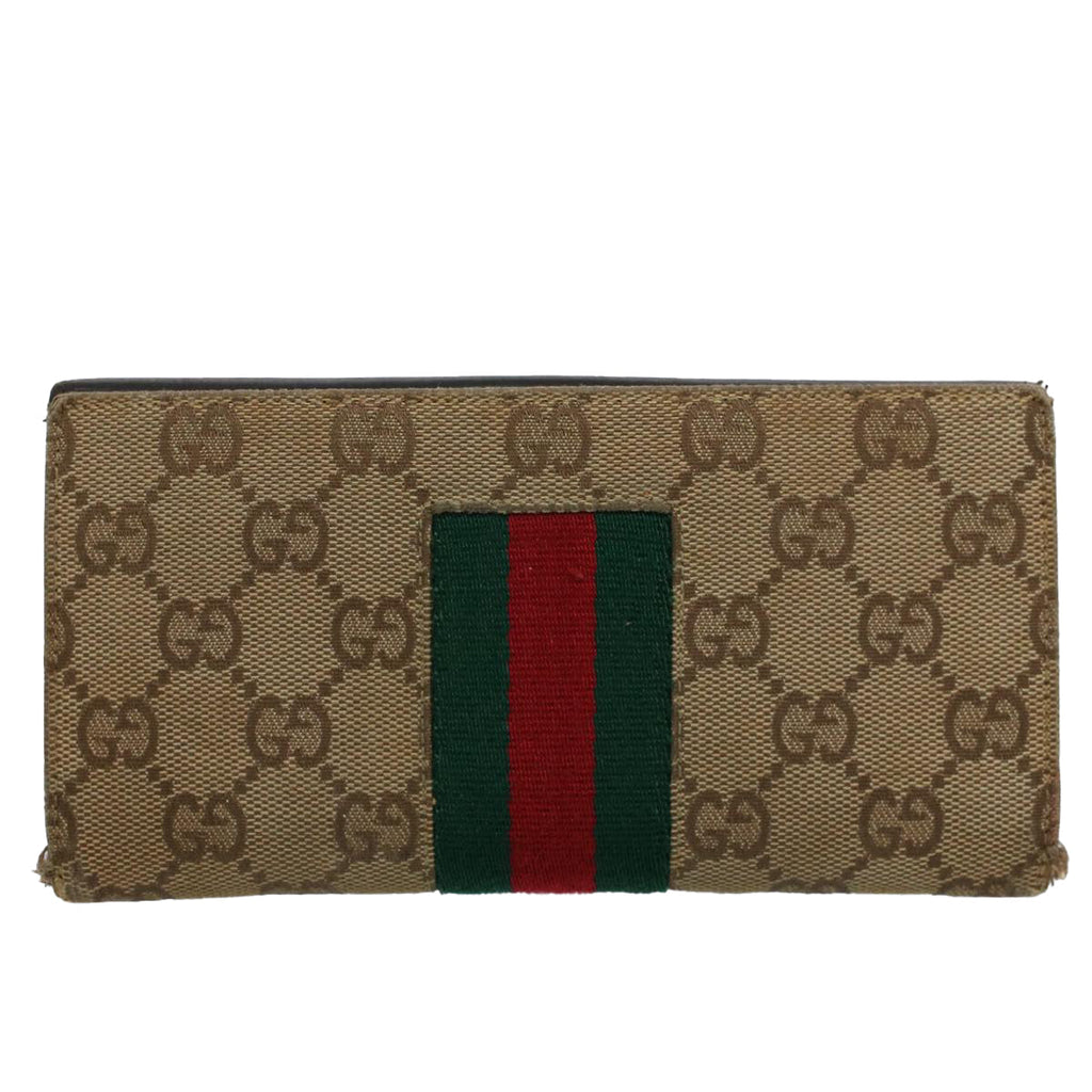 GUCCI GG Canvas Jackie Web Sherry Line Wallet 3Set Beige Red Green yt988