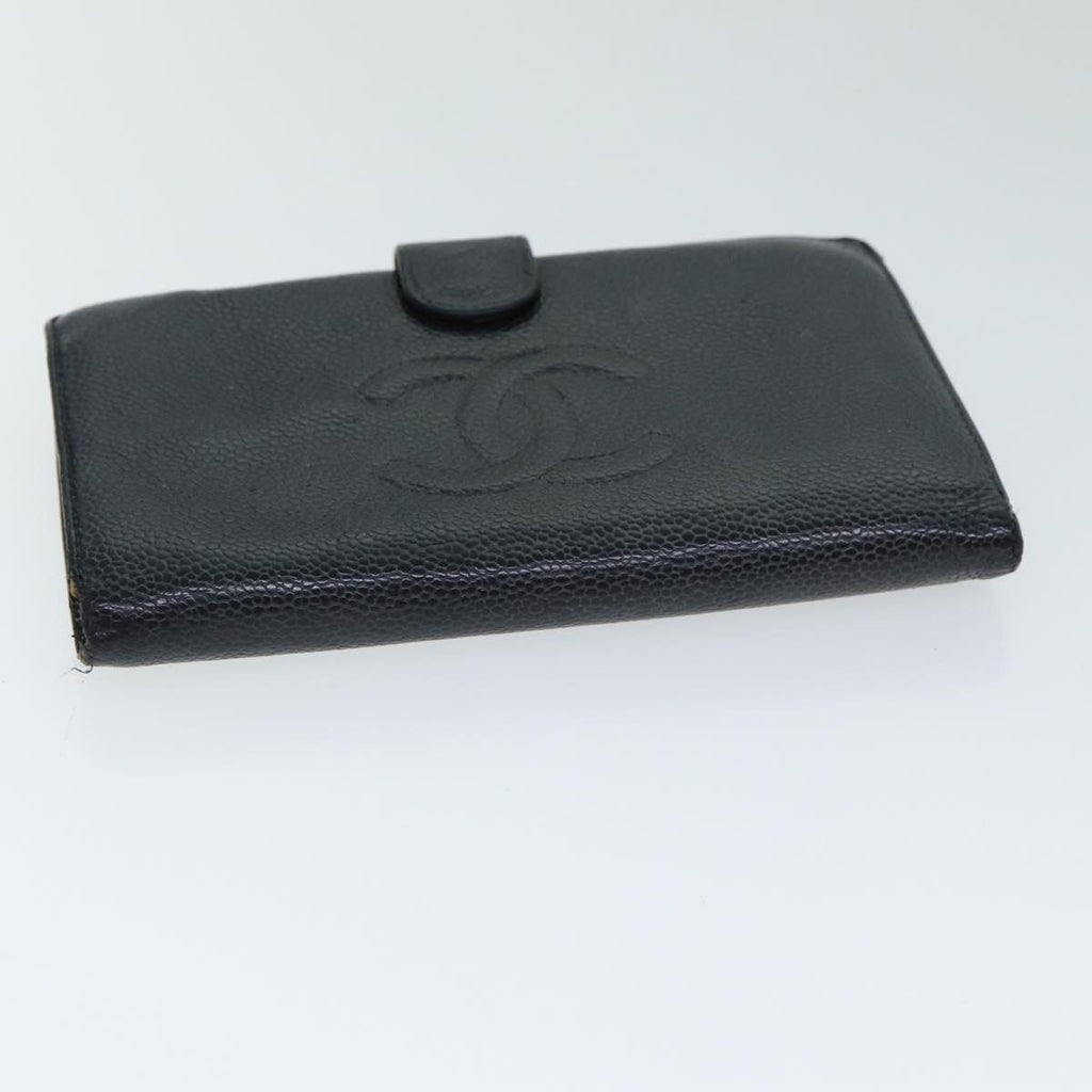 CHANEL COCO Mark Wallet Caviar Skin Black CC yt993