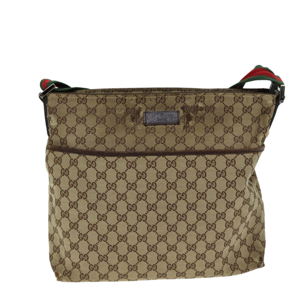 GUCCI Web Sherry Line GG Canvas Shoulder Bag Red Beige Green 189751 yt998