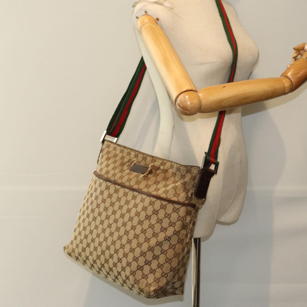 GUCCI Web Sherry Line GG Canvas Shoulder Bag Red Beige Green 189751 yt998