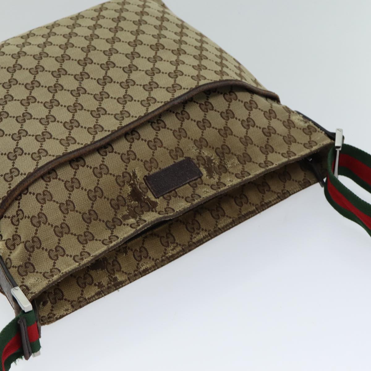GUCCI Web Sherry Line GG Canvas Shoulder Bag Red Beige Green 189751 yt998